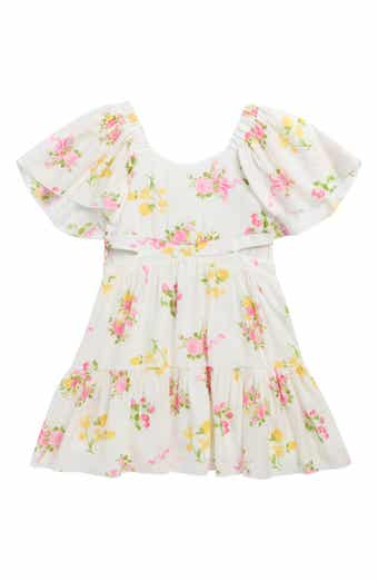 Sara Sara Kids' Lemon Print Flutter Sleeve Dress
