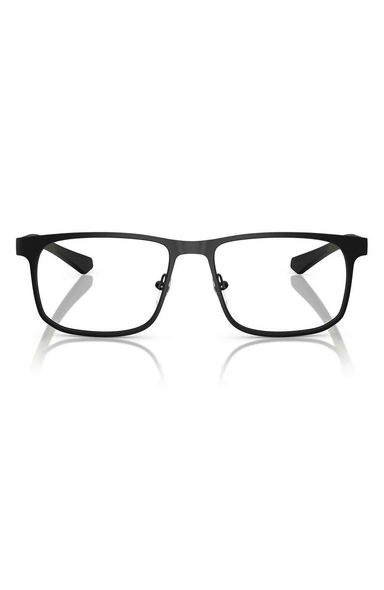 Emporio Armani 55mm Square Optical Glasses, Main, color, Matte Black / Demo Lens