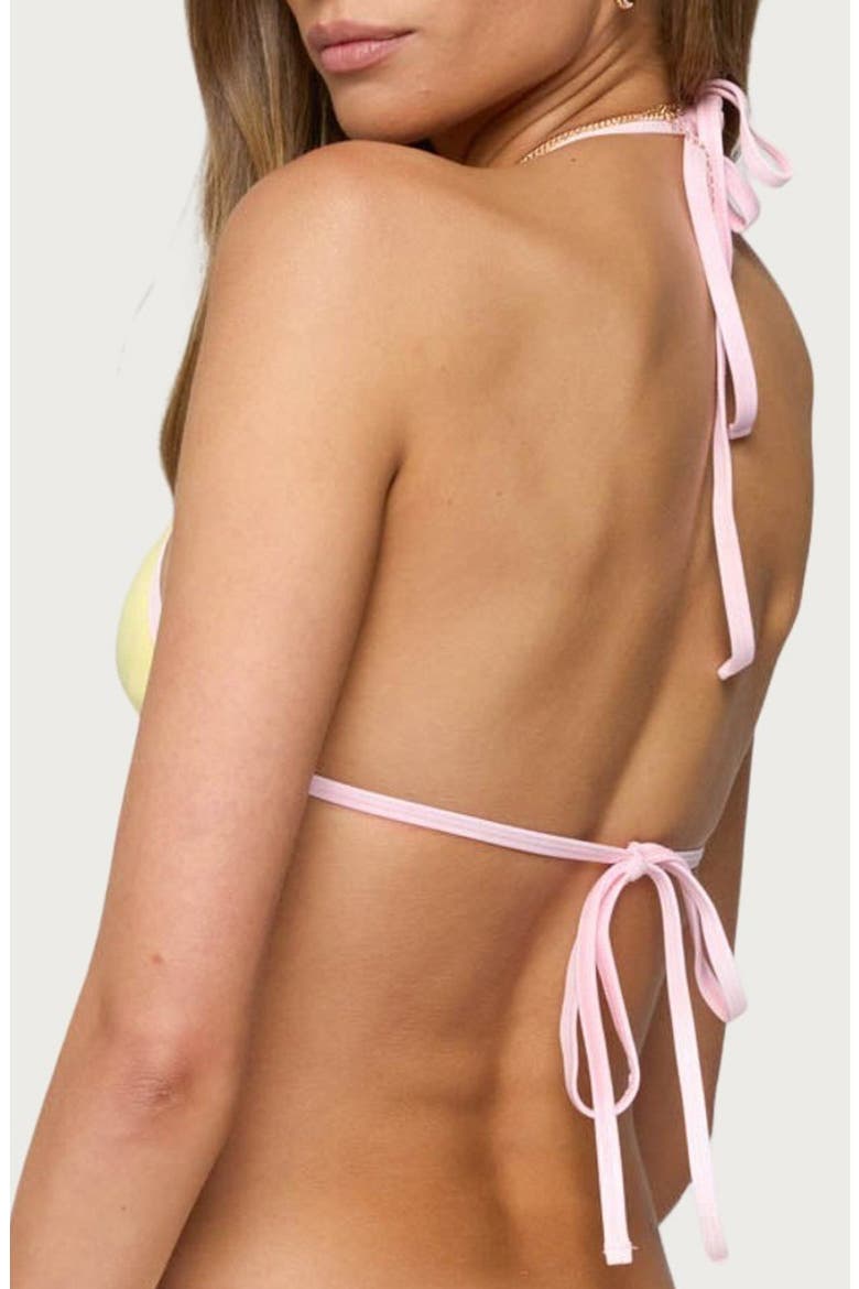 Dina Contrast Binding Triangle Bikini Top, Alternate, color, YELLOW