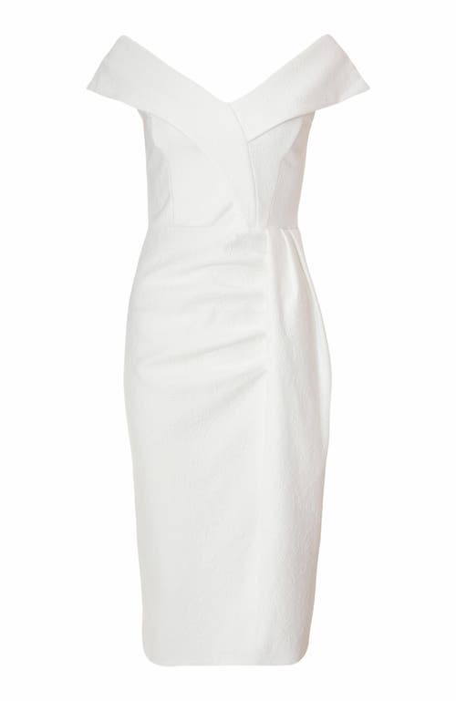Quiz Jacquard Bardot Wrap Dress In White