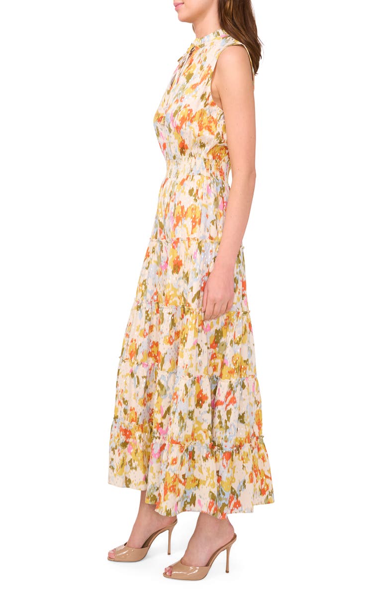 Halogen<sup>®</sup> Smocked Waist Tiered Maxi Dress, Alternate, color, Green/ Olive Multi