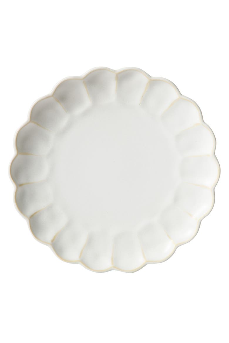 Yuelu Bloom 10.75 Inch Embossed Scallop Dinner Plates Set of 4, Alternate, color, Jasmine White