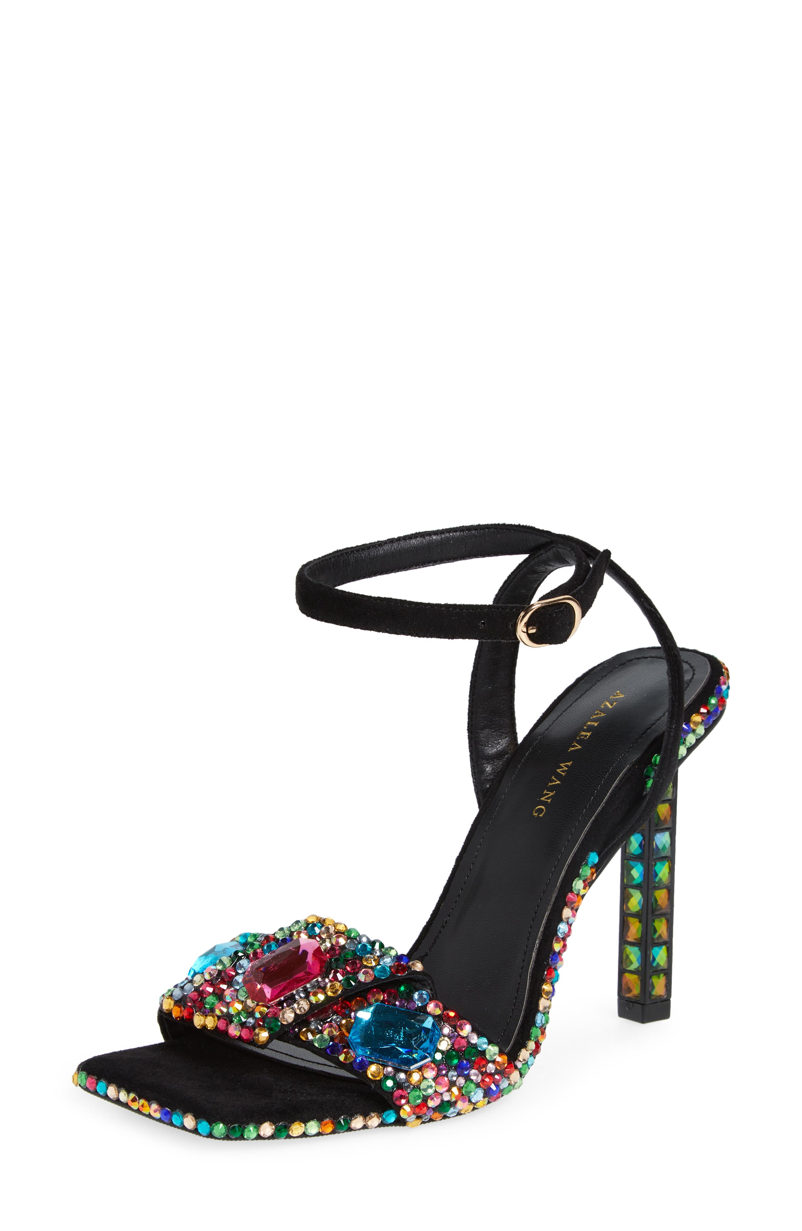 AZALEA WANG Discoball Ankle Strap Sandal in Black