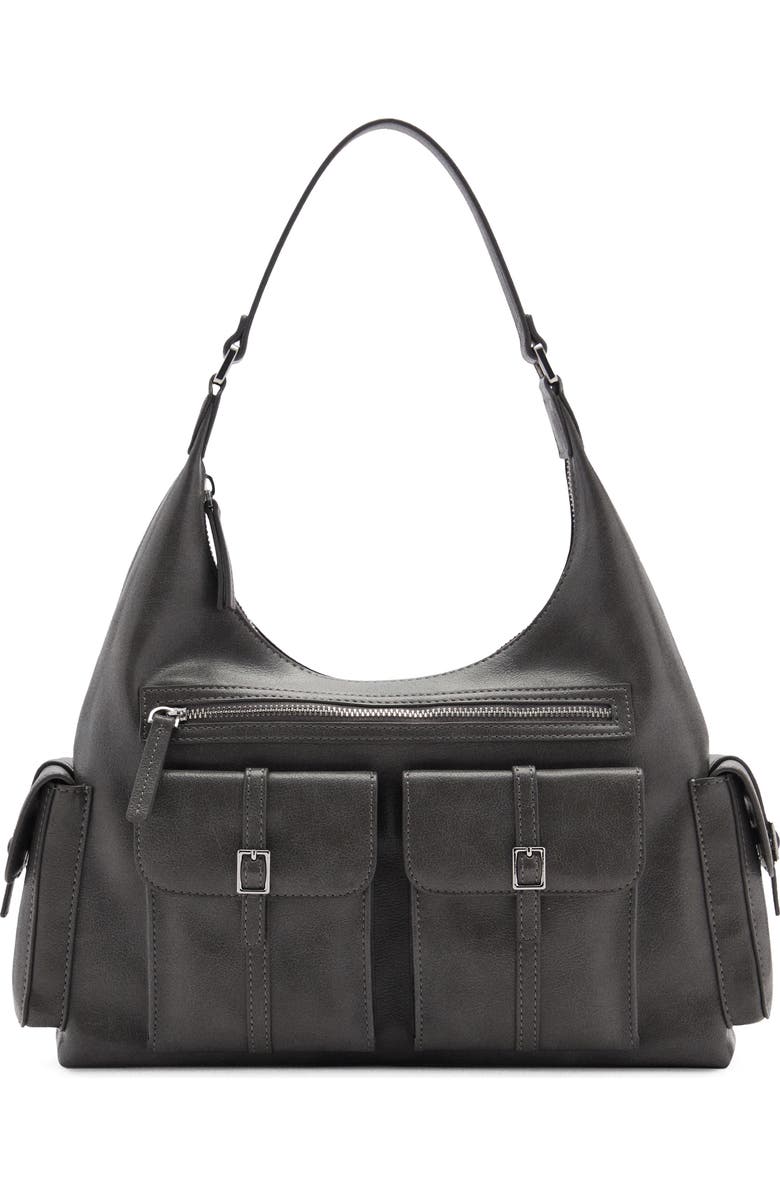 MANGO Cargo Pocket Faux Leather Shoulder Bag, Main, color,