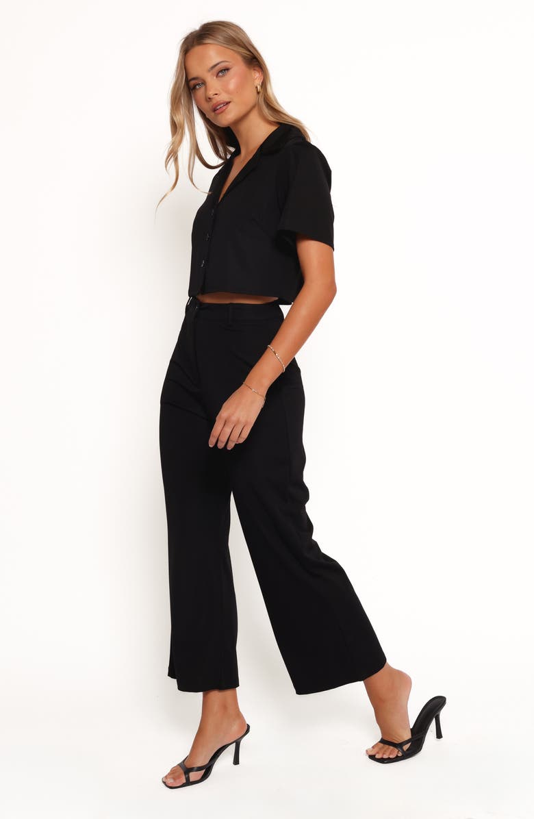 Petal & Pup Element Short Sleeve Crop Shirt & Flare Leg Pants Set, Alternate, color, Black
