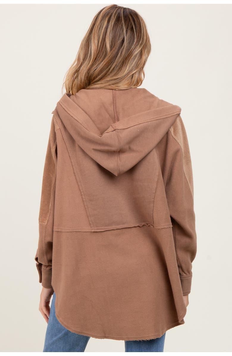 PinkBlush Corduroy Contrast Oversized Hoodie, Alternate, color, Mocha
