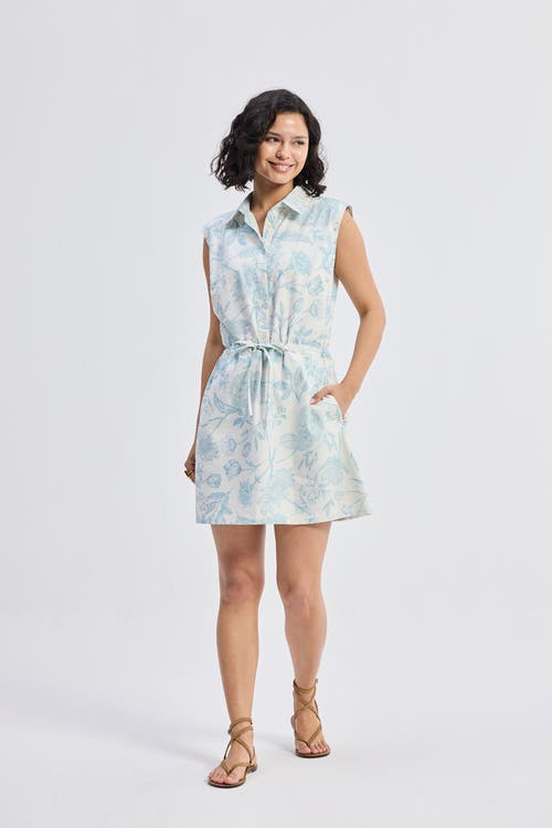 Reistor Drawstring Shirt Dress In Blue Florals In Floral Melody