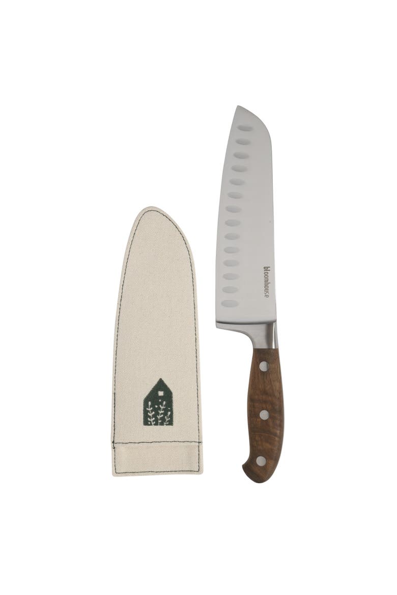 German Steel Santoku Knife, Main, color, Natural Wood