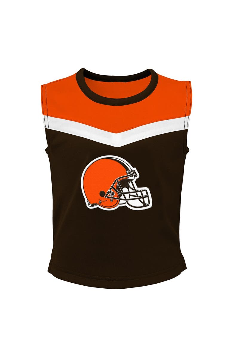 Outerstuff Girls Youth Brown/Orange Cleveland Browns Two-Piece Spirit Cheerleader Set, Alternate, color, Brown