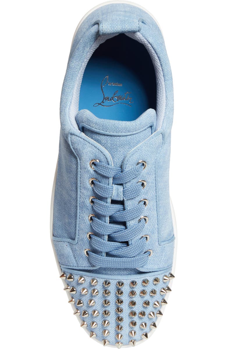 Christian Louboutin Louis Junior Spikes Orlato Sneaker, Alternate, color, Ceruleo/ Silver