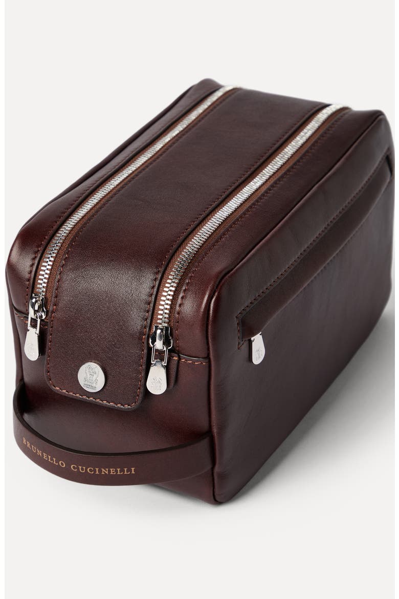 Calfskin beauty case with double zipper, Alternate, color, Burgundy
