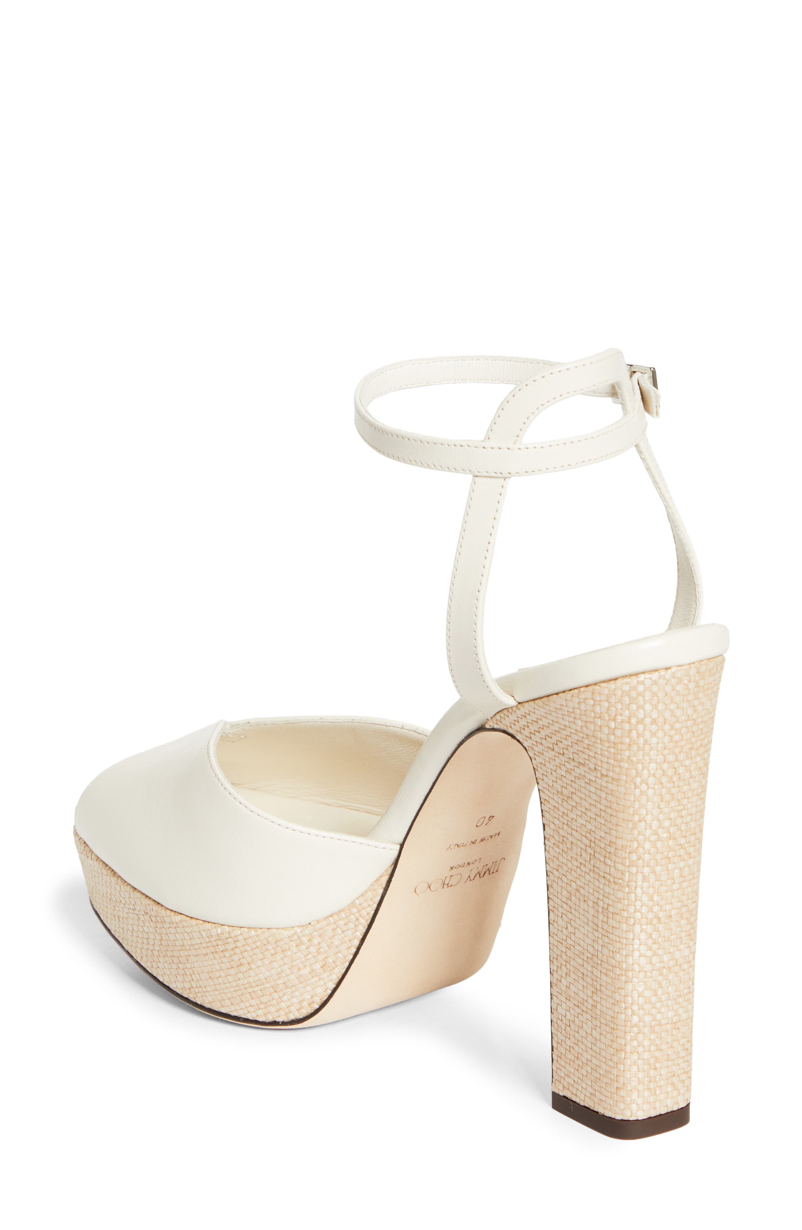 Jimmy Choo Sacaria Ankle Strap Platform Sandal, Alternate, color, Latte Mix