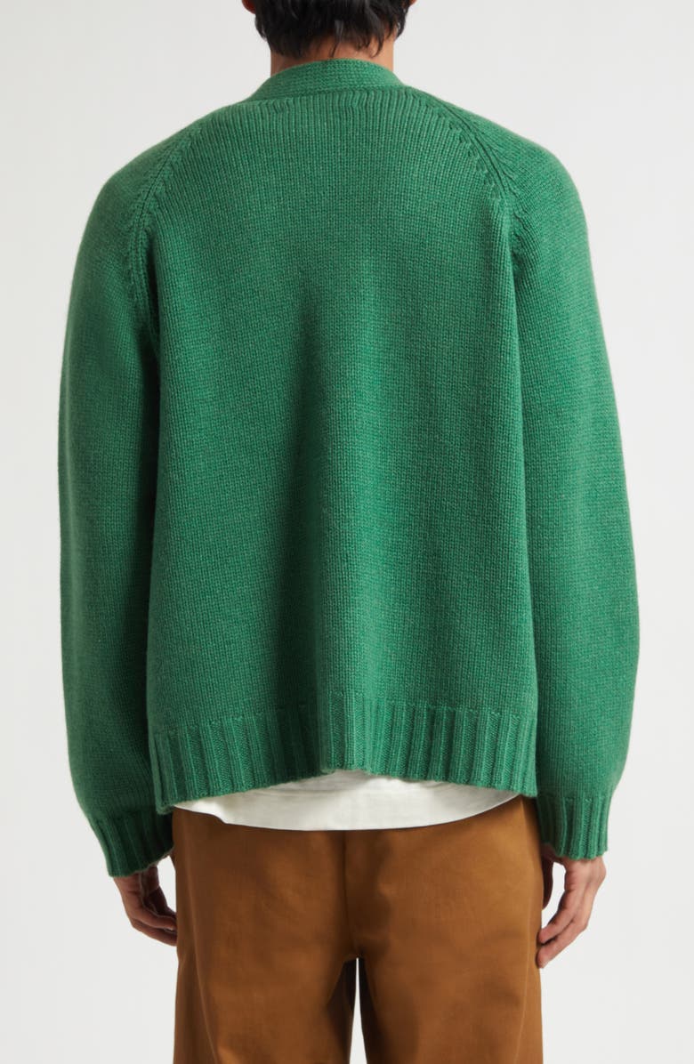 The Elder Statesman Oak Cashmere V-Neck Cardigan, Alternate, color, Fern