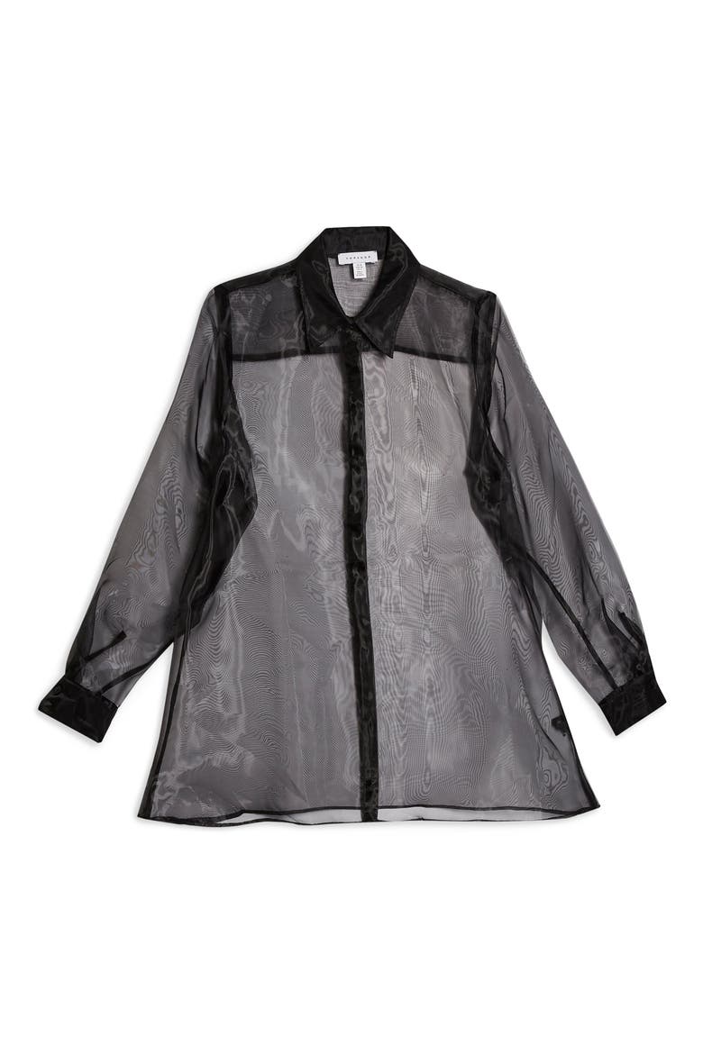Oversize Sheer Organza Shirt, Alternate, color, BLACK