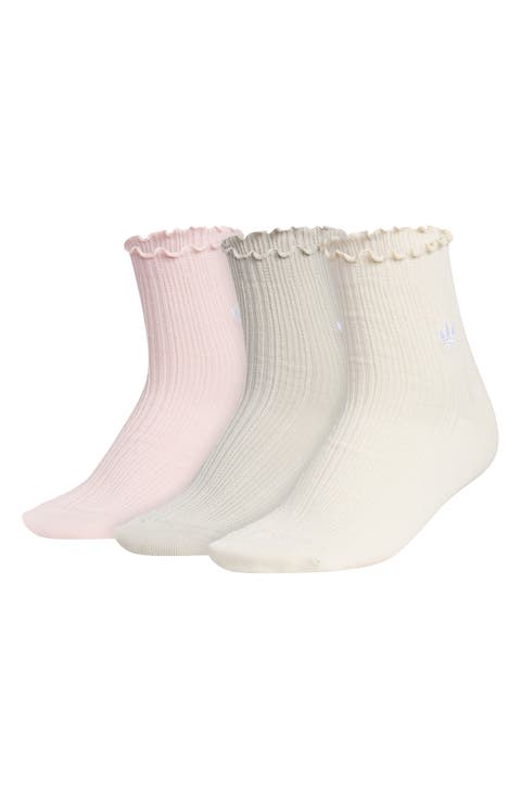 Assorted 3-Pack Ruffle Rib Ankle Socks