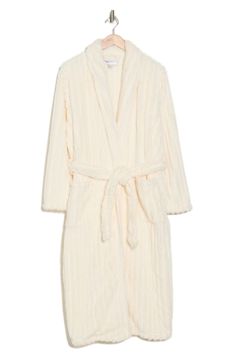 NORDSTROM RACK Textured Plush Fleece Robe, Alternate, color, Ivory Egret