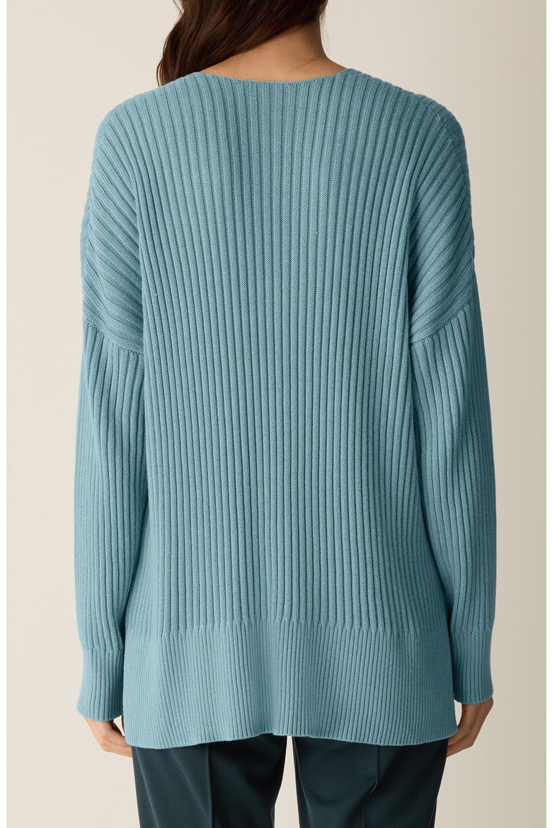 Cotton & Tencel™ lyocell Ribbed V-Neck Sweater, Alternate, color, SEAFOAM