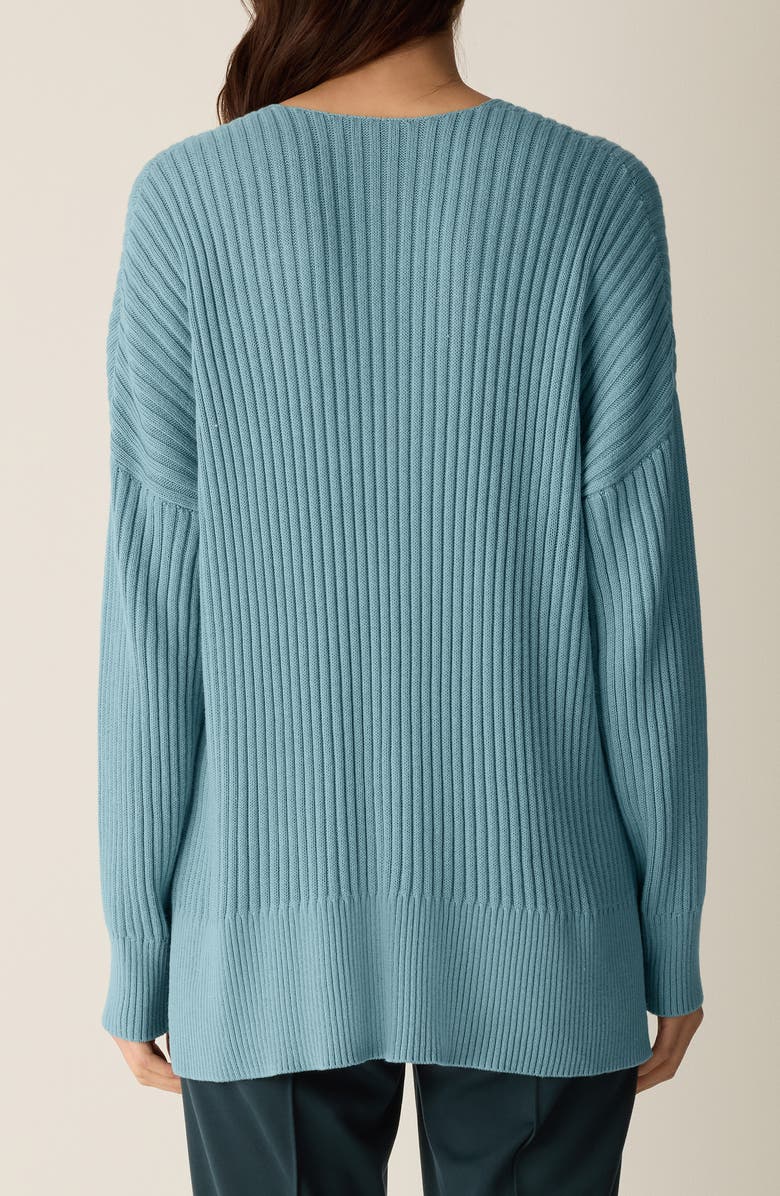 Eileen Fisher Cotton & Tencel<sup>™</sup> lyocell Ribbed V-Neck Sweater, Alternate, color, Seafoam