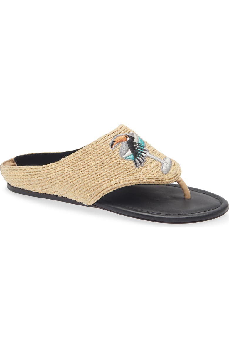 FARM Rio Icons Raffia Flip Flop, Main, color, Tucan Black