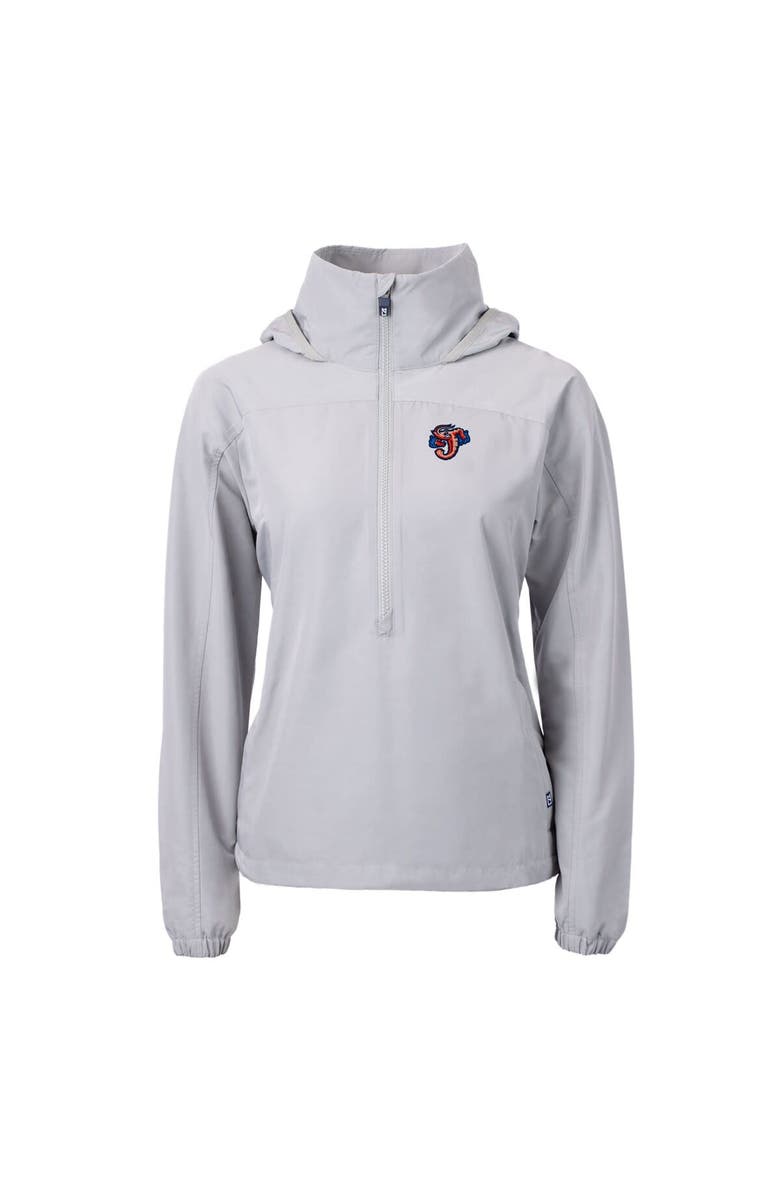 Cutter & Buck Women's Cutter & Buck Gray Jacksonville Jumbo Shrimp Charter Eco Recycled Half-Zip Anorak Jacket, Alternate, color,