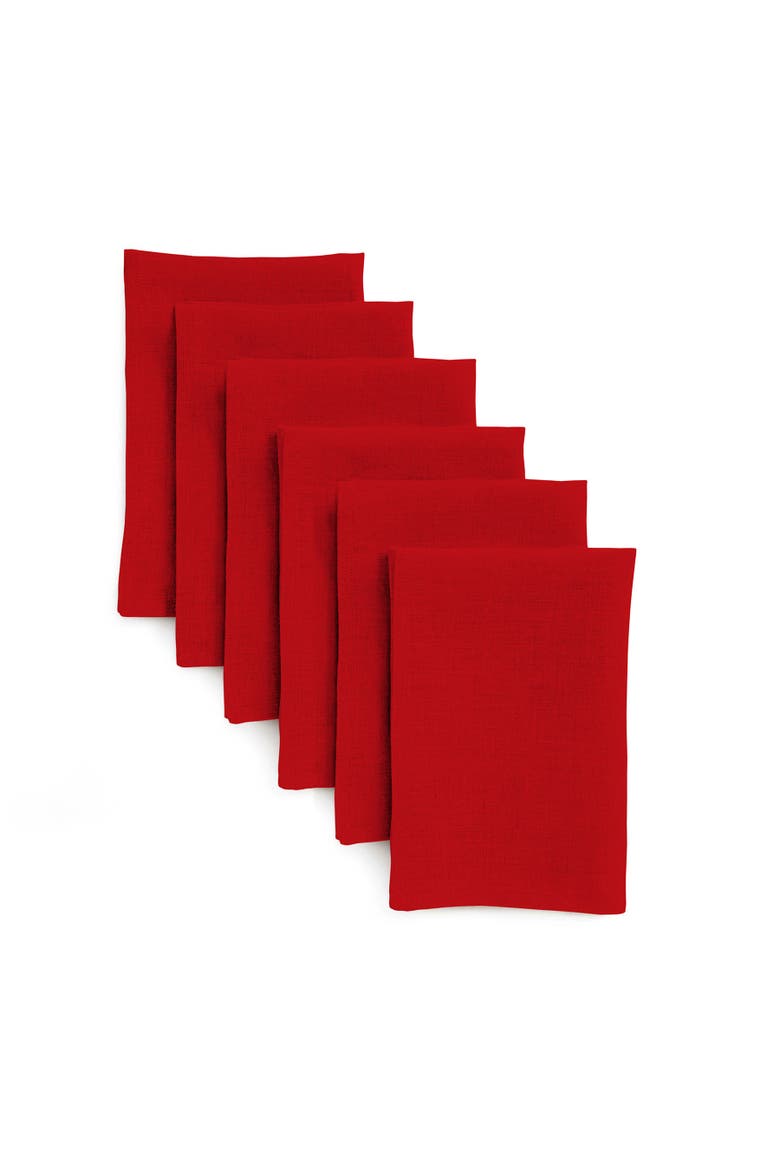 Linen Dinner Napkins Set of 6, 20 x 20" - Fete, Main, color, Red