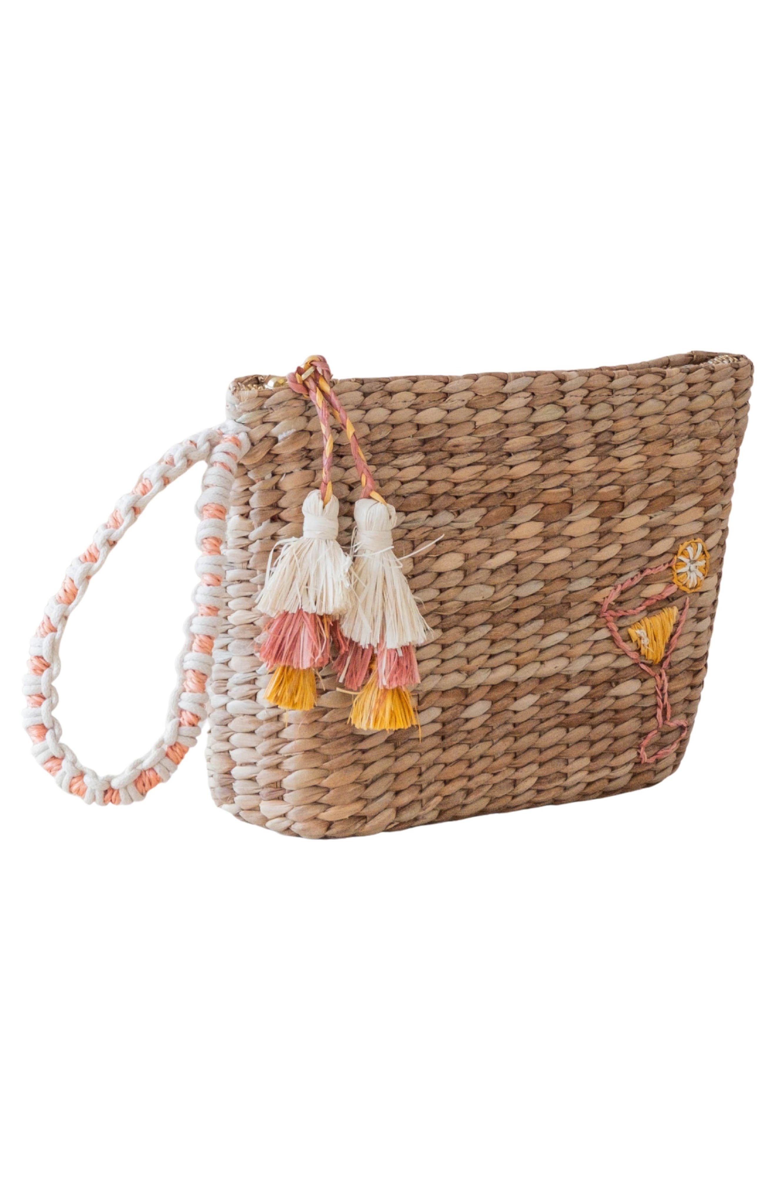 LIKHA Cocktail Embroidered Straw Pouch, Alternate, color, 