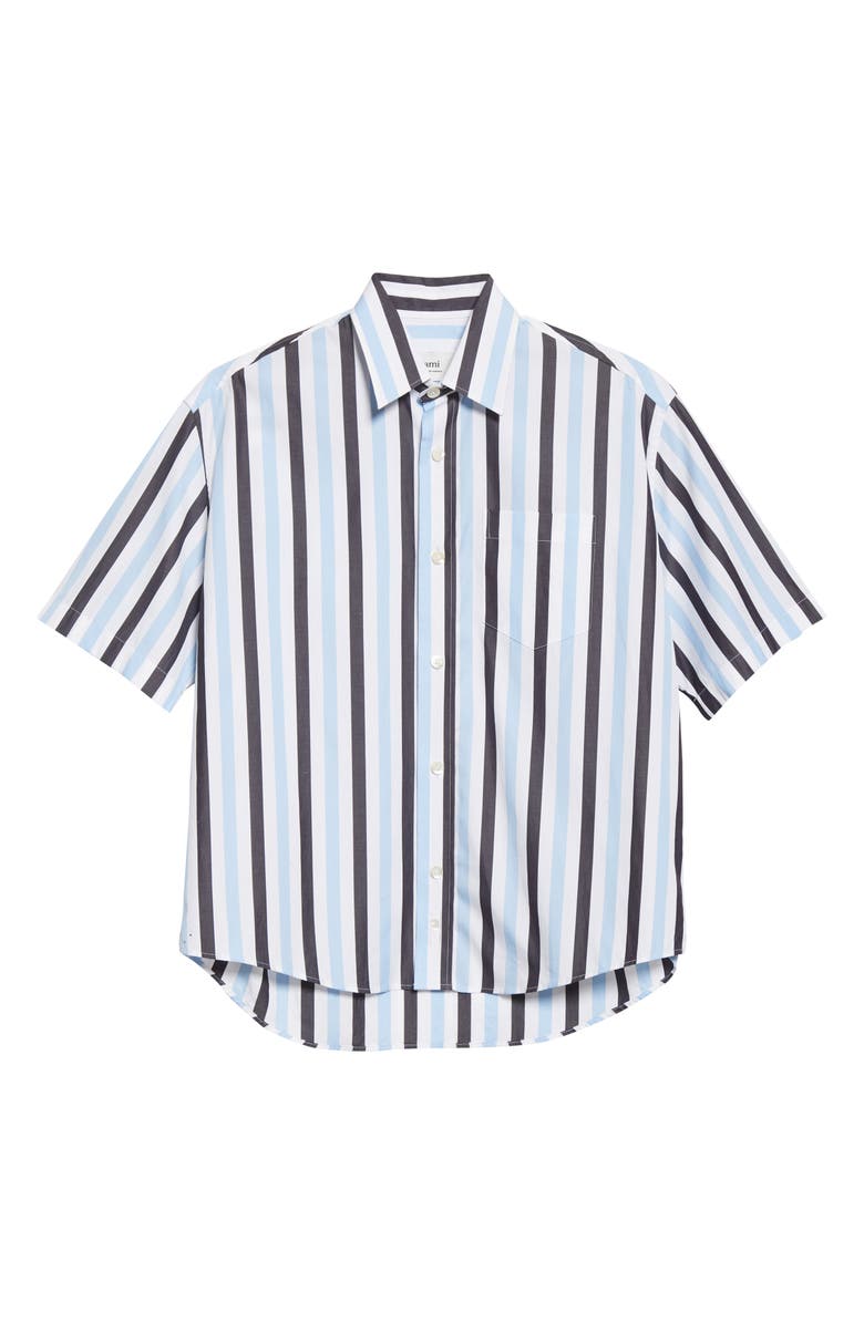 AMI PARIS AMI Alexandre Mattiussi Unisex Stripe Cotton Button-Up Shirt, Alternate, color, 
