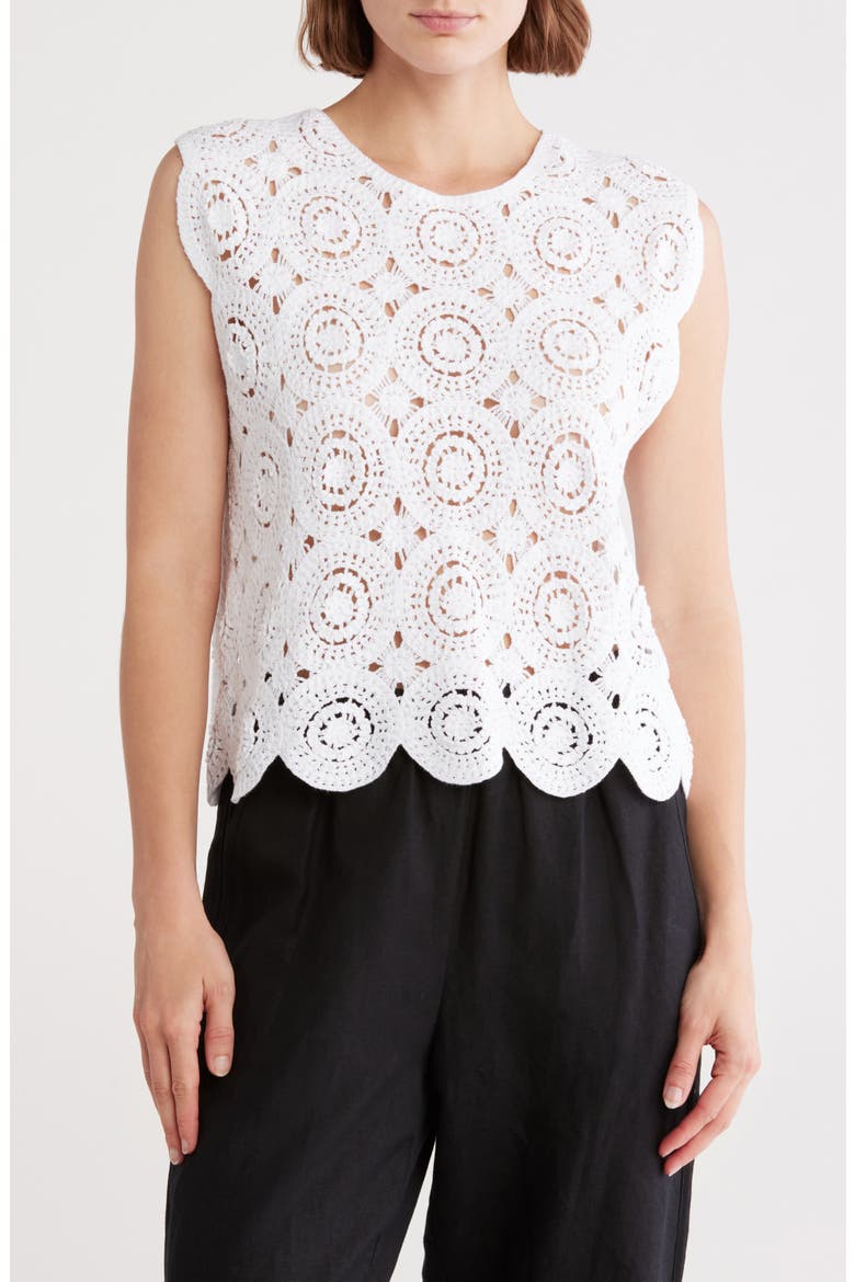 Crochet Sweater Tank, Main, color, WHITE STAR