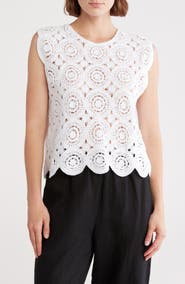T Tahari Crochet Sweater Tank