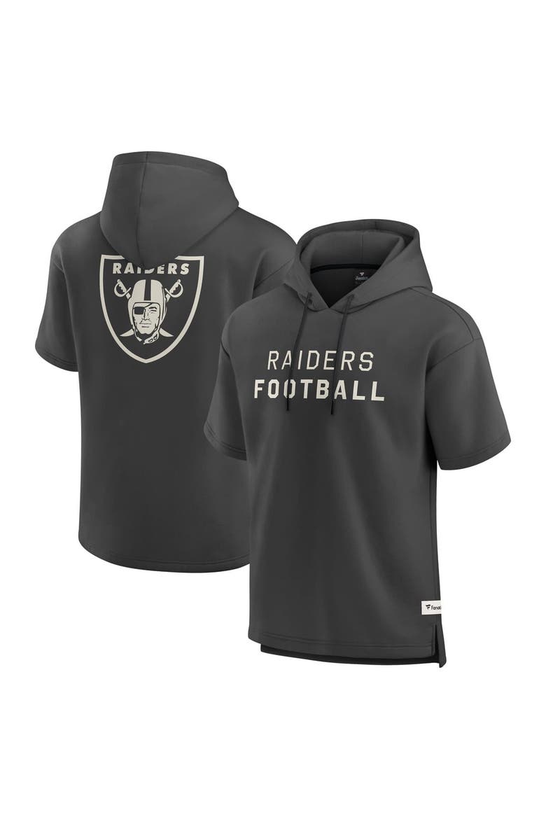Men's Fanatics Charcoal Las Vegas Raiders Elements Future Ground Lettering Short Sleeve Pullover Hoodie, Alternate, color, Charcoal