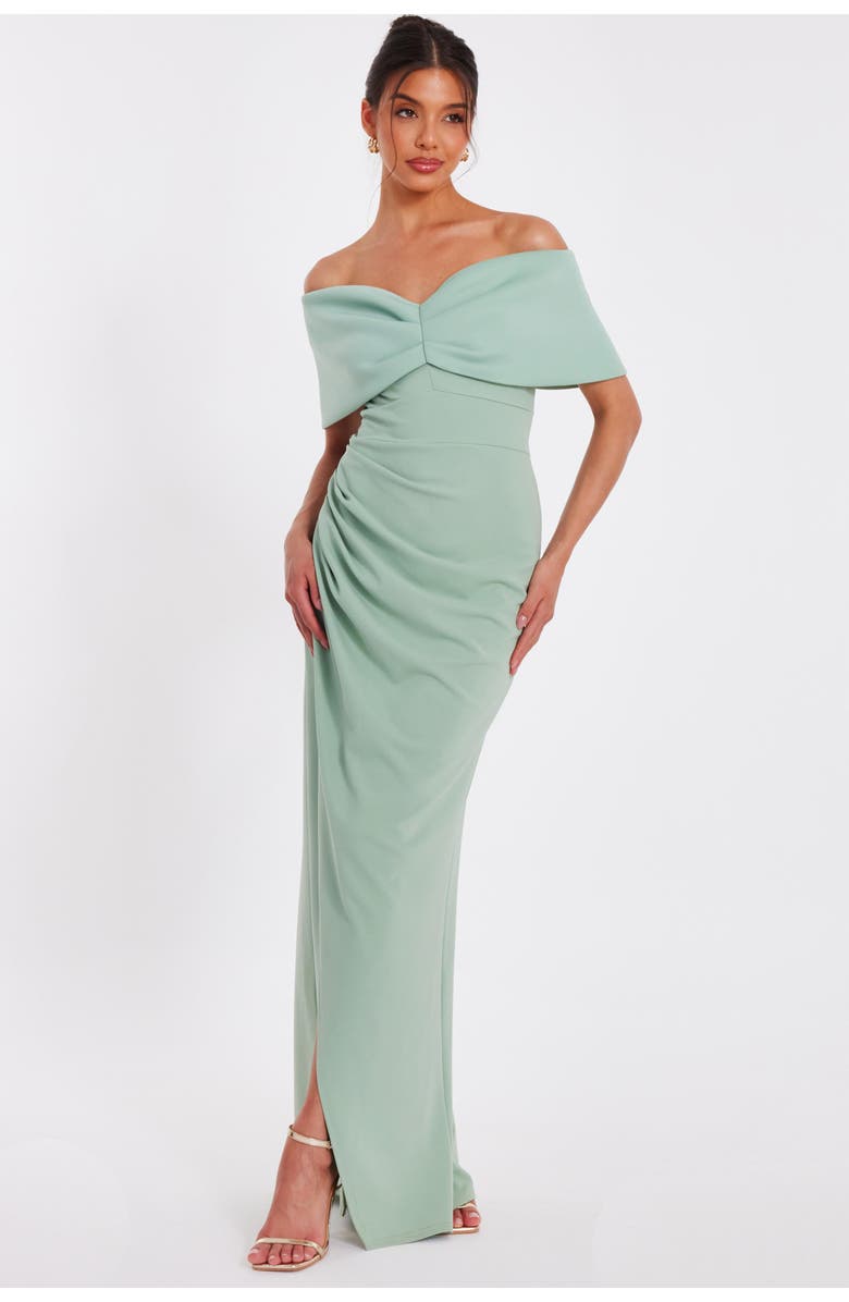 QUIZ Scuba Crepe Contrast Wrap Maxi Dress, Main, color,