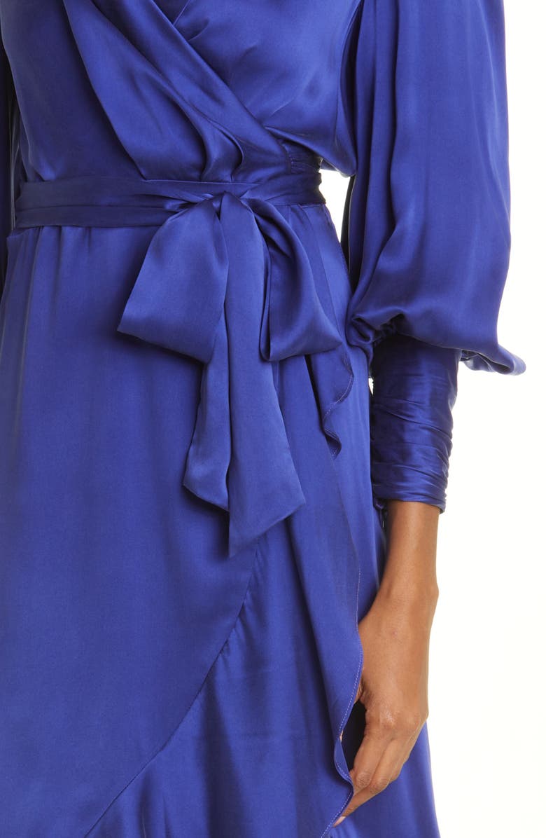 Zimmermann Long Sleeve Silk Wrap Dress, Alternate, color,