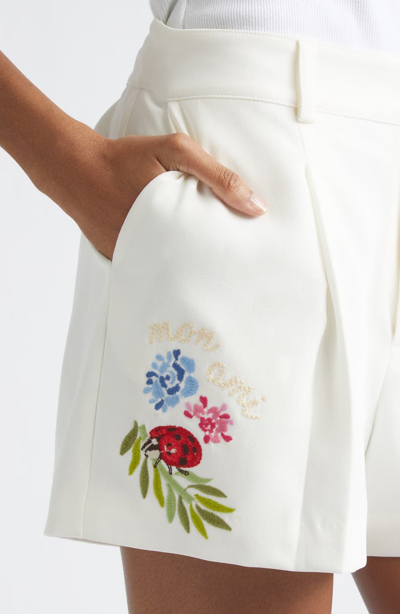 Cinq à Sept Celeste Vine Emmie Embroidered Shorts, Alternate, color, Ivory/ Multi