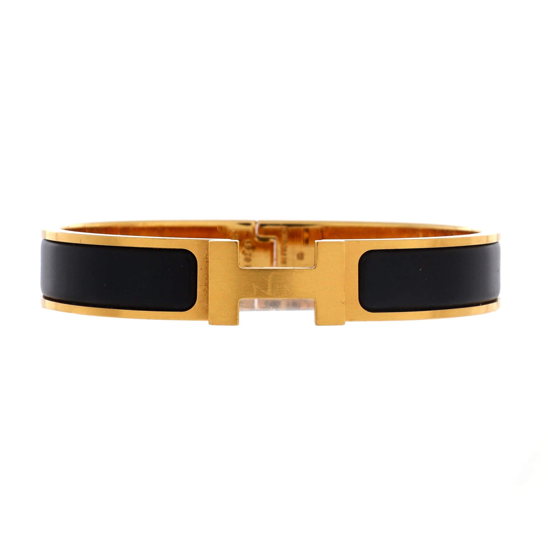 Pre-Owned Hermes Clic H Bracelet Enamel Narrow, Main, color, Gold