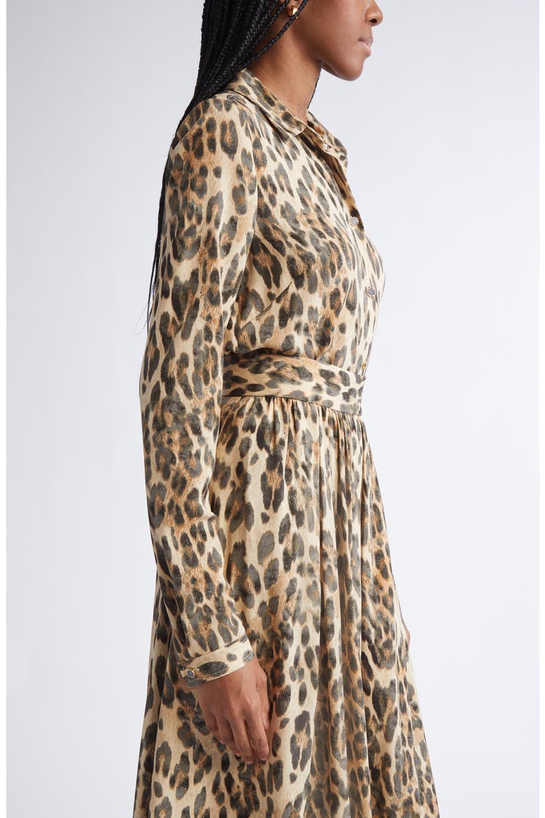 Leopard Print Silk Georgette Button-Up Shirt, Alternate, color, BRLT BRONZE LATTE MULTI