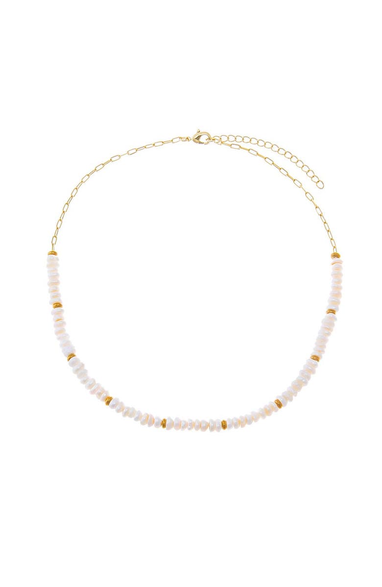 BY ADINA EDEN Gold Bead Freshwater Pearl Necklace, Alternate, color, Pearl White