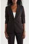 Ruched Sleeve One Button Blazer