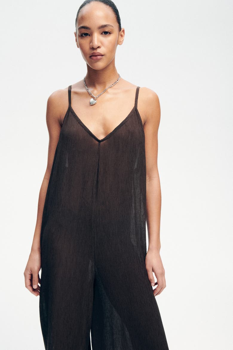 Crinkled Jumpsuit, Main, color, Dark brown