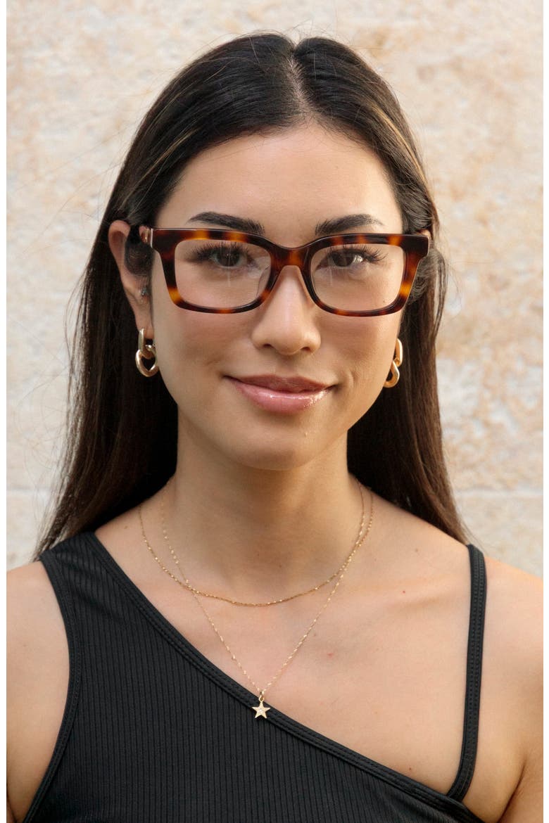 Hapuna 52mm Low Nose Bridge Wide Width Square Optical Glasses, Alternate, color, CAPPUCCINO / CLEAR LENSES