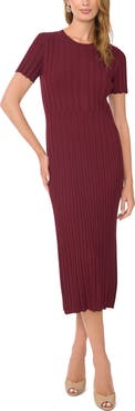 1.STATE Transfer Rib Short Sleeve Midi Dress