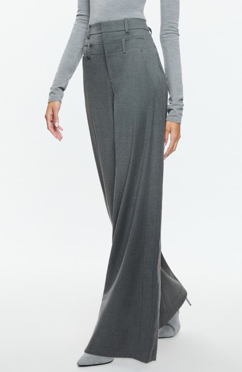 Alice And Olivia Aspen High Rise Double Waist Trouser In Shadow Grey Melange