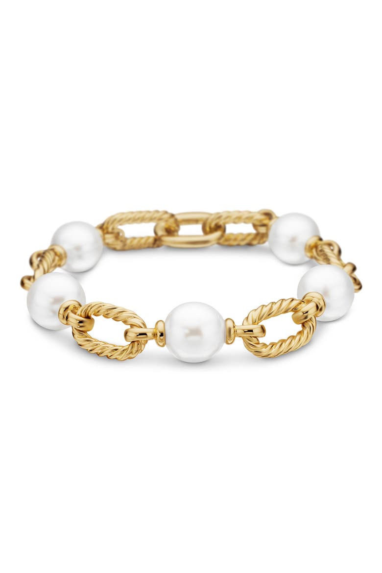 DY Madison® Pearl Chain Bracelet in 18K Yellow Gold, 11mm, Main, color, PEARL/ YELLOW GOLD