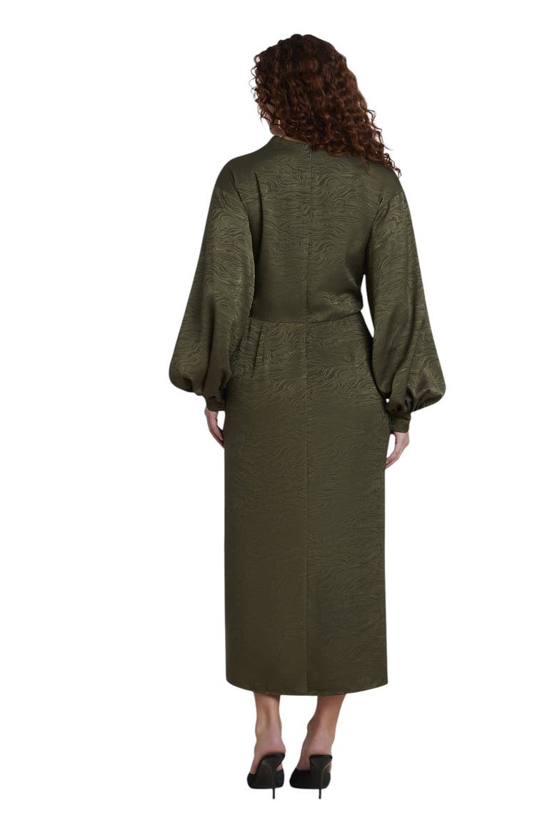 Draped Jacquard Maxi Dress (plus), Alternate, color, OLIVE