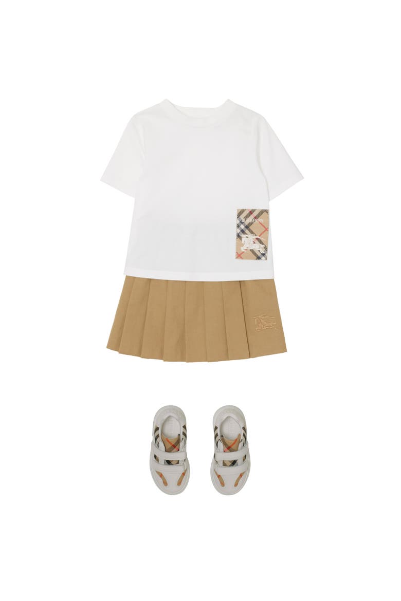 Pleated Cotton Blend Skirt, Alternate, color, Sand
