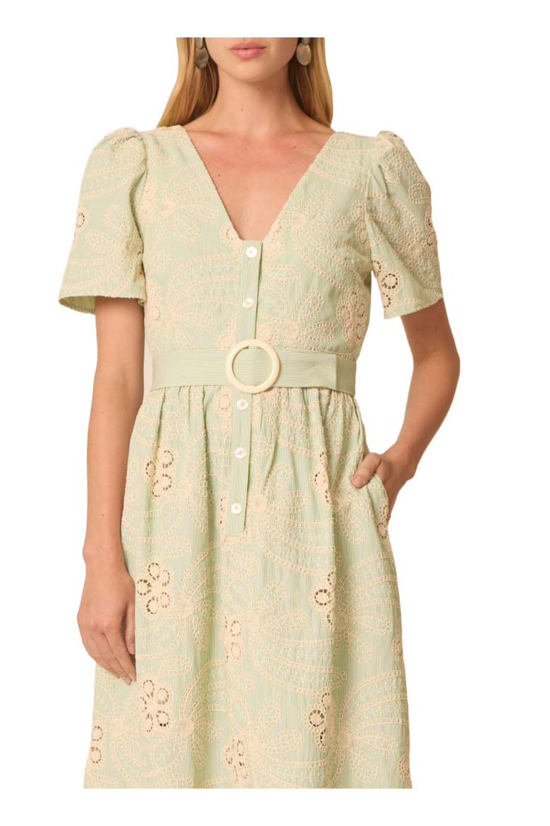 Mallory Dress, Alternate, color, Green stripe embroidery