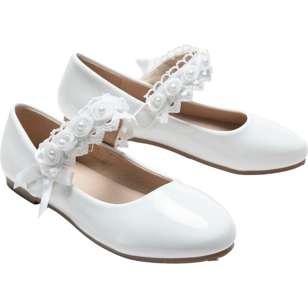 Tulleen Rose-appliqué Patent-leather Ballerina Shoes In White