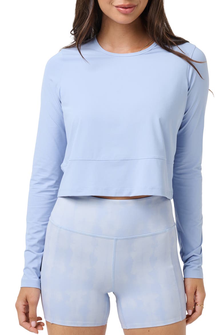 MoveKnit Solstice Crop Long Sleeve T-Shirt, Main, color, BRUNNERA BLUE