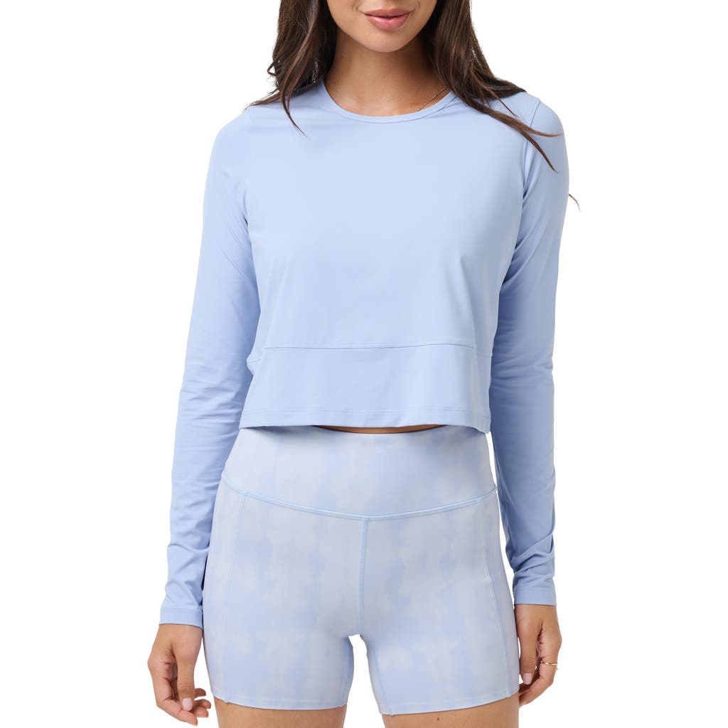 Travismathew Moveknit Solstice Crop Long Sleeve T-shirt In Blue