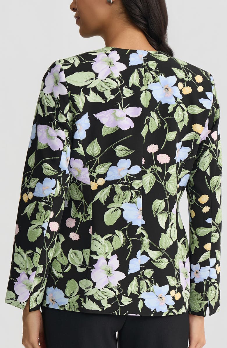 KASPER Floral Print One-Button Jacket, Alternate, color, Black Multi