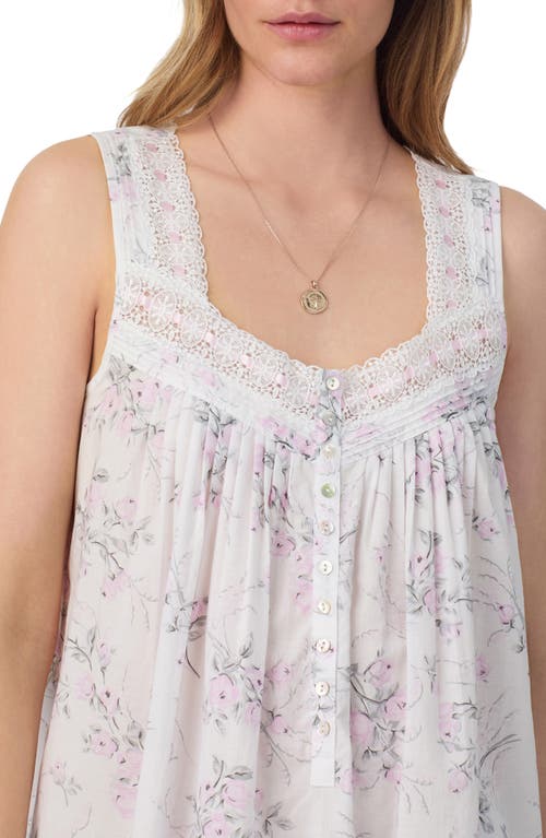 Eileen West Floral Cotton Ballet Nightgown In Gray